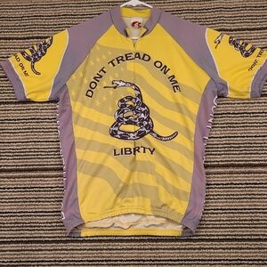 DONT TREAD ON ME‎ World Jerseys Grey Yellow Polyester Mens Cycling Jersey Sz L